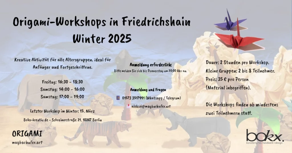 Origami Workshops in Berlin-Friedrichshain Winter 2025