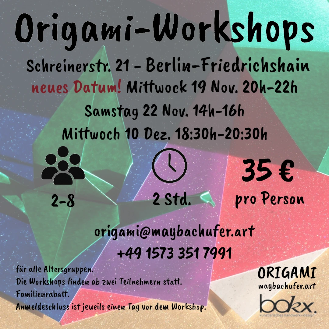 Origami workshops in Berlin - Flyer